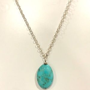 Sterling silver chain with reconstituted Turquoise